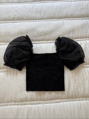 Wilfred Black Puff Sleeve Square Neck Top